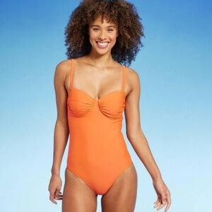 Women's Shirred Underwire Medium Coverage One Piece Swimsuit - Kona Sol Orange